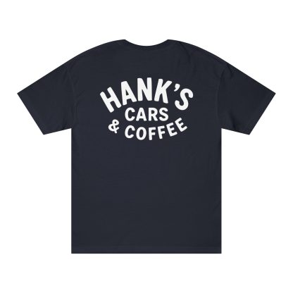 Hank's Cars & Coffee - Black & White Logo Heavyweight Tee - Image 2